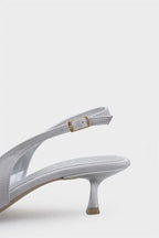 Capone Nikolia Crystal Embellished Bow Detail Pointed Toe Satin Mid Heel Ženske Cipele Bež