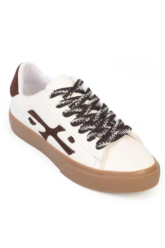 Capone Nissie Side Detail Lace-Up Casual Sport Comfort Sole Women White Black Sneaker