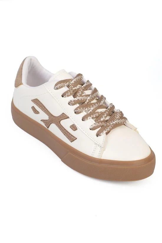 Capone Nissie Side Detail Lace-Up Casual Sport Comfort Sole Women White Black Sneaker
