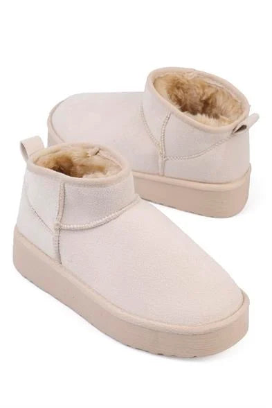 Capone Thick Sole Round Toe Fur Lined Short Woman Boots