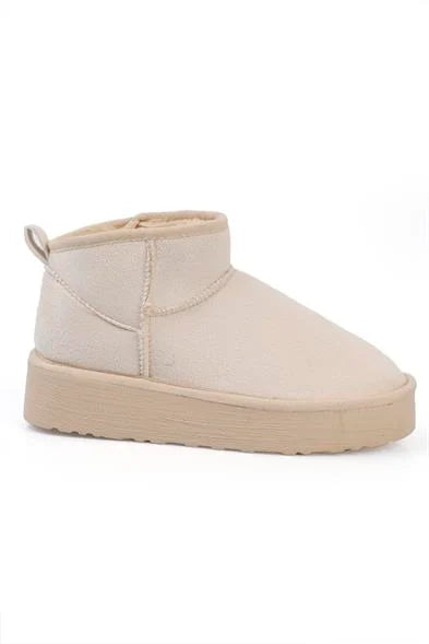 Capone Thick Sole Round Toe Fur Lined Short Woman Boots