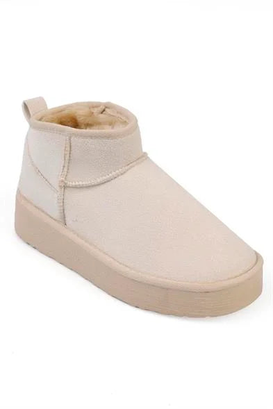 Capone Thick Sole Round Toe Fur Lined Short Woman Boots