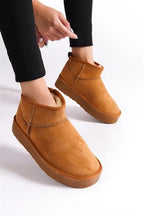 Capone Thick Sole Round Toe Fur Lined Short Woman Boots