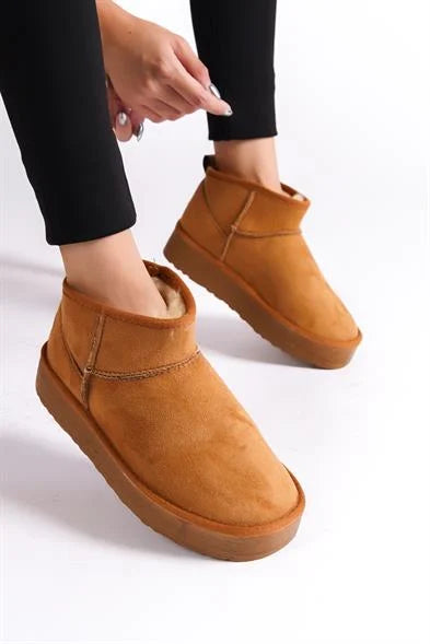 Capone Thick Sole Round Toe Fur Lined Short Woman Boots