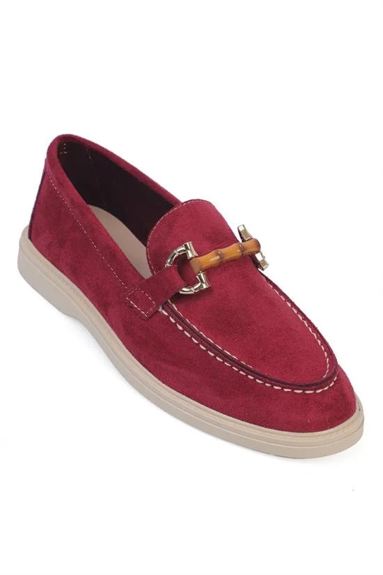 Capone Pauline Buckled Women Burgundy Loafer