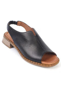 Capone Ellissa Short Heeled Single Strap Leather Women Black Sandals