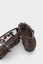 Capone Mathilde Lace Mesh Embroidered Women White Ballet Flat