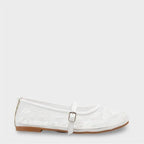 Capone Mathilde Lace Mesh Embroidered Women White Ballet Flat