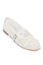 Capone Mathilde Lace Mesh Embroidered Women White Ballet Flat