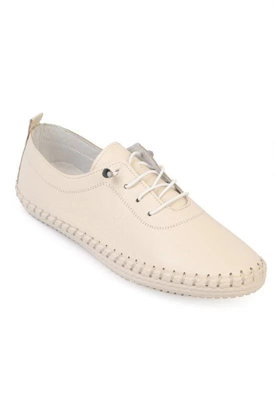 Capone Fina Genuine Leather Soft Comfort Sole Women Denim Blue Ballet Flat