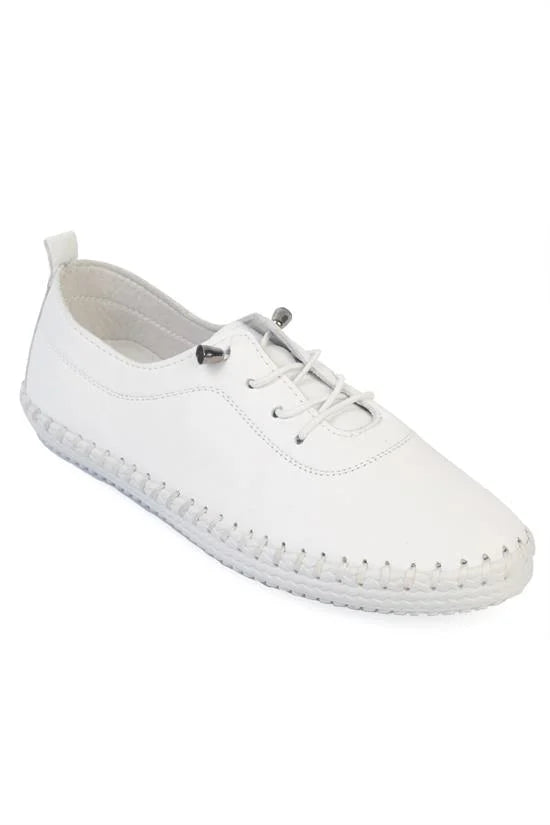 Capone Fina Genuine Leather Soft Comfort Sole Women Denim Blue Ballet Flat