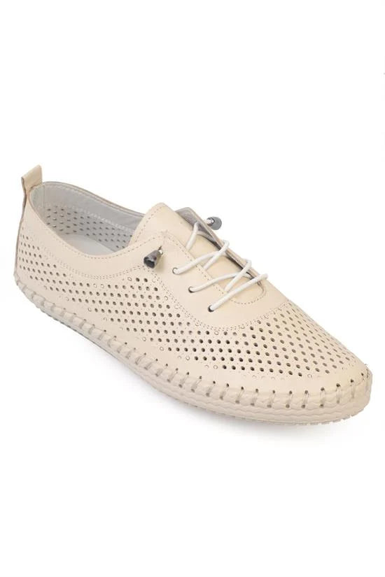 Capone Rubia Genuine Leather Soft Comfort Sole Women White Ballet Flat