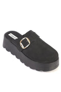 Capone Minette Furry Faux Suede Women Sued Black Clogs