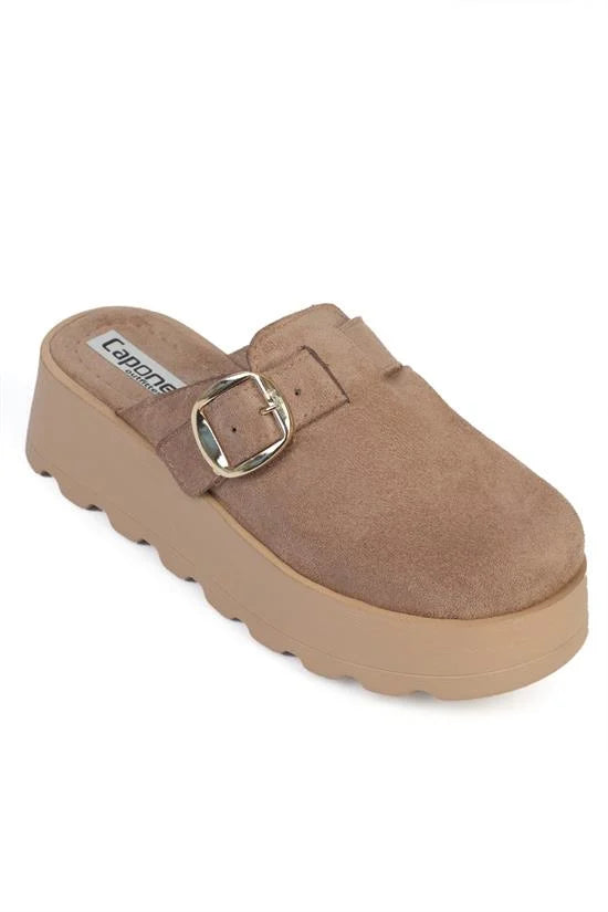 Capone Minette Furry Faux Suede Women Sued Black Clogs