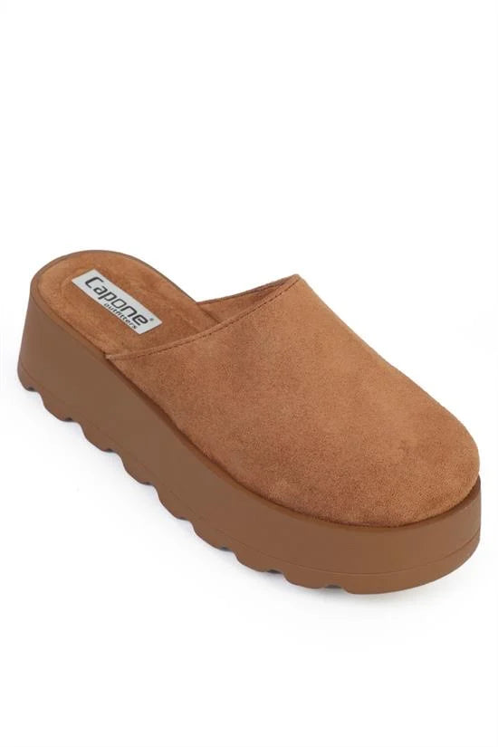 Capone Marlyn Faux Fur Suede Look Women Sued Tan Clog
