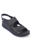 Capone Ember Velcro Leather Comfort Anatomical Women Black Sandals