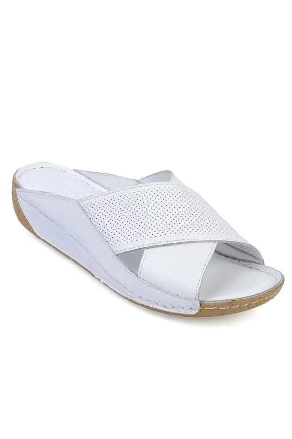 Capone Nissa Cross Strap Leather Comfort Anatomical Women White Sandals