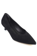Capone Shanta Suede Look Pointed Toe Low Heel Casual Women Sued Black Heel Shoe