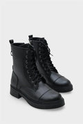 Capone Estell Side Zip Lace-Up Women Black Ankle Boot