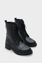 Capone Estell Side Zip Lace-Up Women Black Ankle Boot