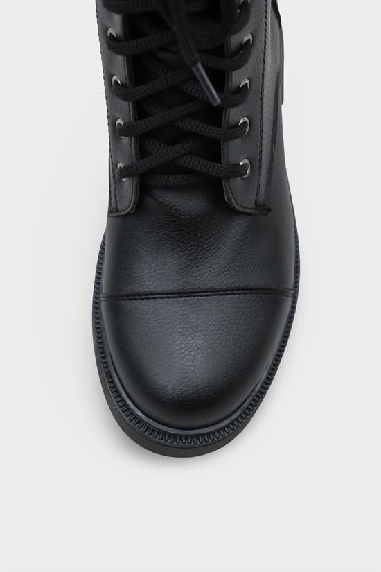 Capone Estell Side Zip Lace-Up Women Black Ankle Boot