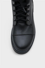 Capone Estell Side Zip Lace-Up Women Black Ankle Boot
