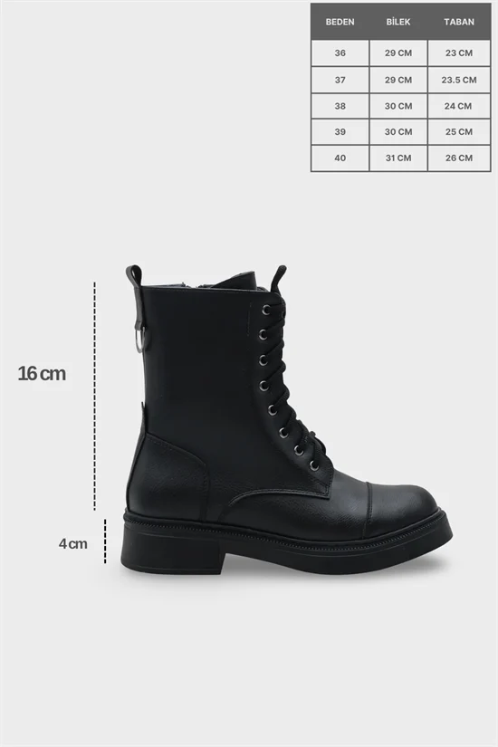 Capone Estell Side Zip Lace-Up Women Black Ankle Boot