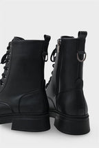 Capone Estell Side Zip Lace-Up Women Black Ankle Boot