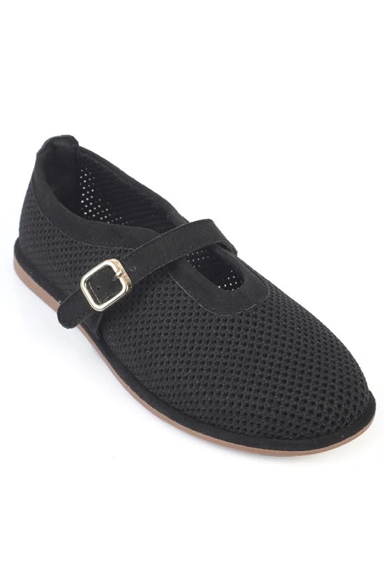 Capone Outfitters GNT01 Women Suede Black Ballerina