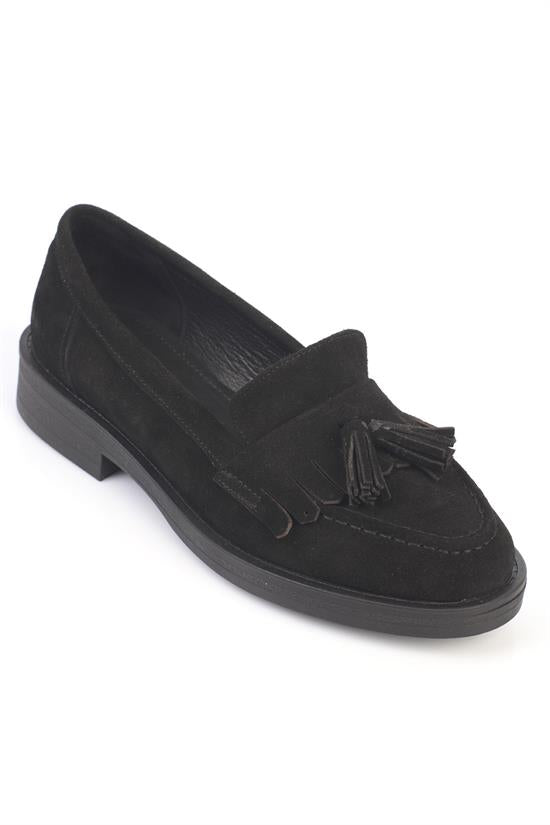 Capone Tish Genuine Suede Leather Women Black Loafer