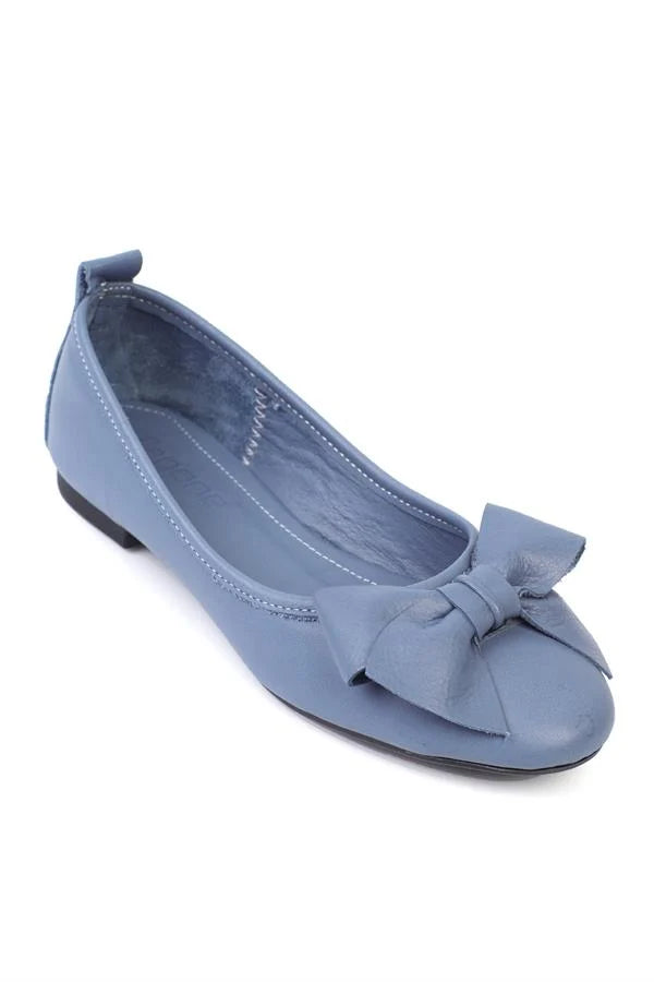 Capone Bliss Genuine Leather Bow Accessory Women Nude Ballet Flat