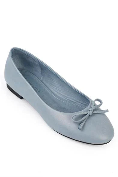 Capone Bloom Genuine Leather Bow Detail Round Toe Women Honey Ballerinas
