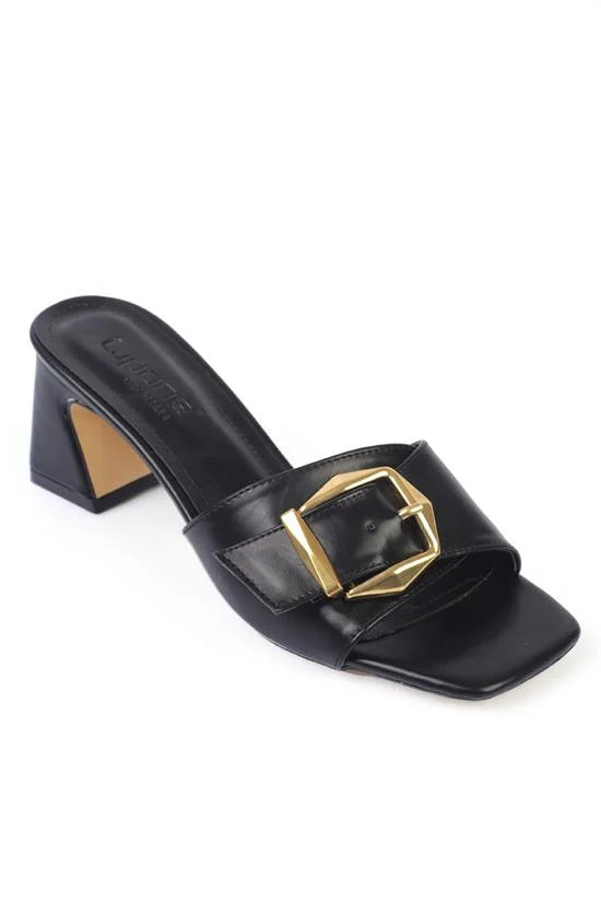 Capone Medium Heeled Metal Buckled Women Blue Sandals