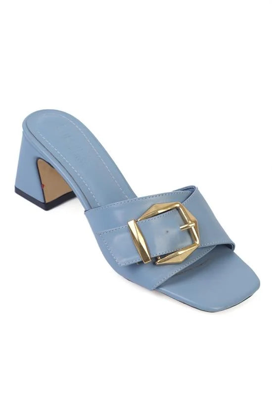 Capone Medium Heeled Metal Buckled Women Blue Sandals