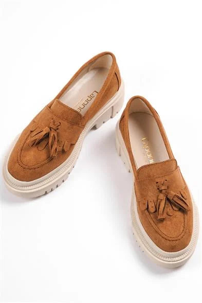 Capone Oval Toe Tassel Track Sole Suede Ženska Mokasina