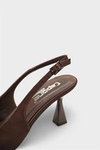 Capone Pam Blunt Pointed Toe Bow Open Back Satin ženske satenske crne cipele