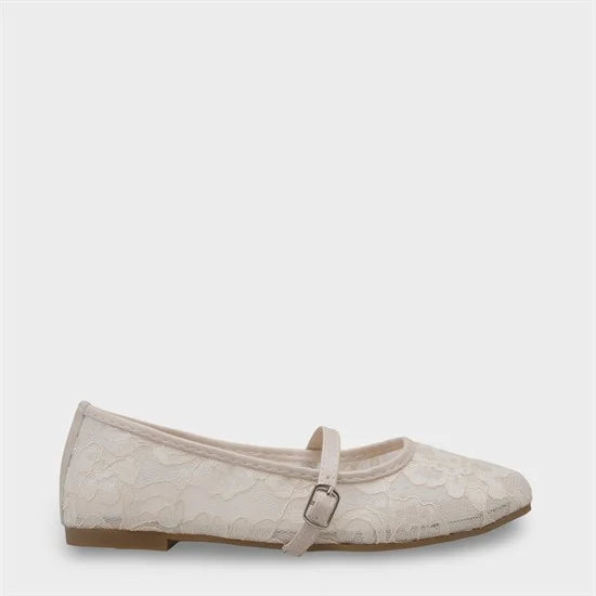 Capone Pennie Lace Mesh Embroidered Women Pink Ballet Flat