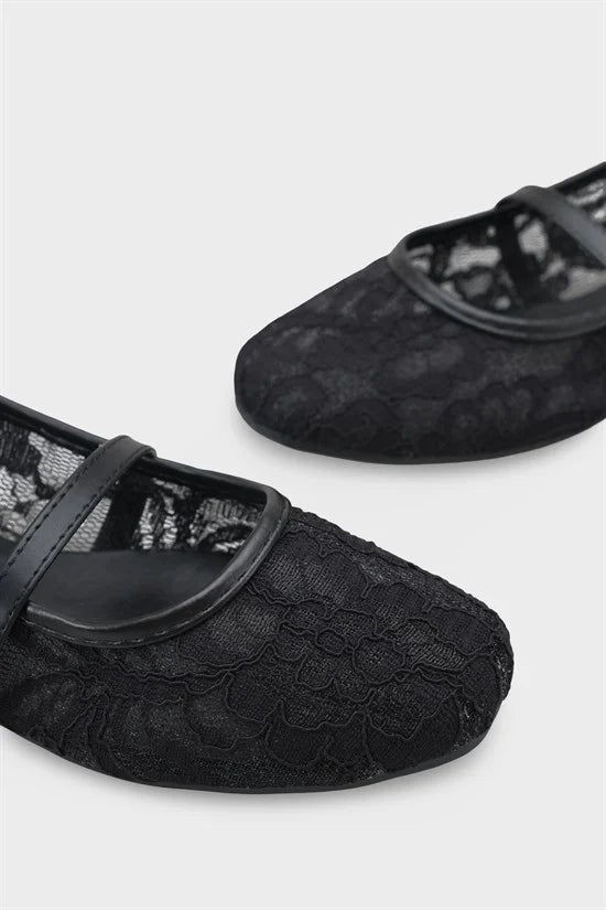Capone Pennie Lace Mesh Embroidered Women Pink Ballet Flat