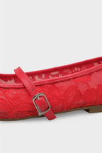 Capone Pennie Lace Mesh Embroidered Women Pink Ballet Flat
