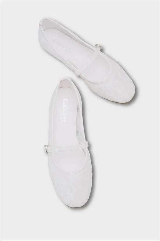 Capone Pennie Lace Mesh Embroidered Women Pink Ballet Flat