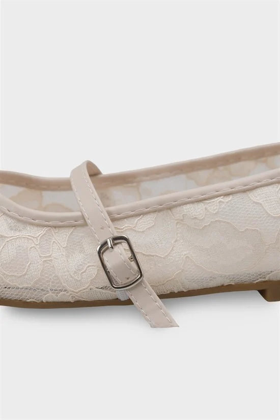 Capone Pennie Lace Mesh Embroidered Women Pink Ballet Flat
