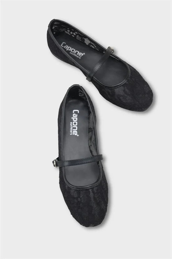 Capone Pennie Lace Mesh Embroidered Women Pink Ballet Flat