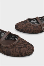 Capone Pennie Lace Mesh Embroidered Women Pink Ballet Flat