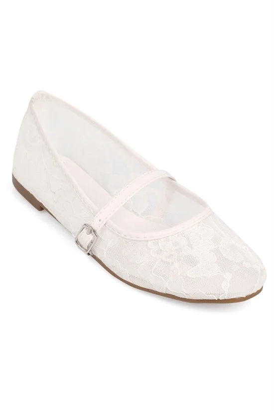 Capone Pennie Lace Mesh Embroidered Women Pink Ballet Flat