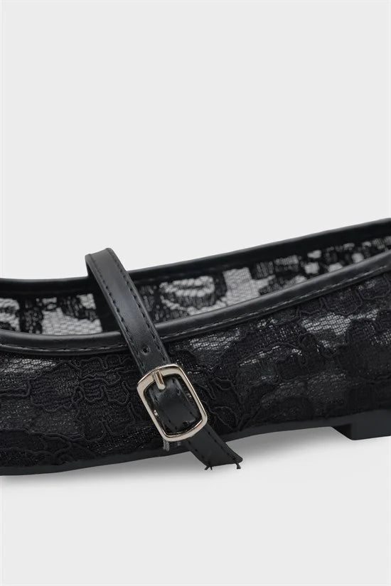Capone Pennie Lace Mesh Embroidered Women Pink Ballet Flat