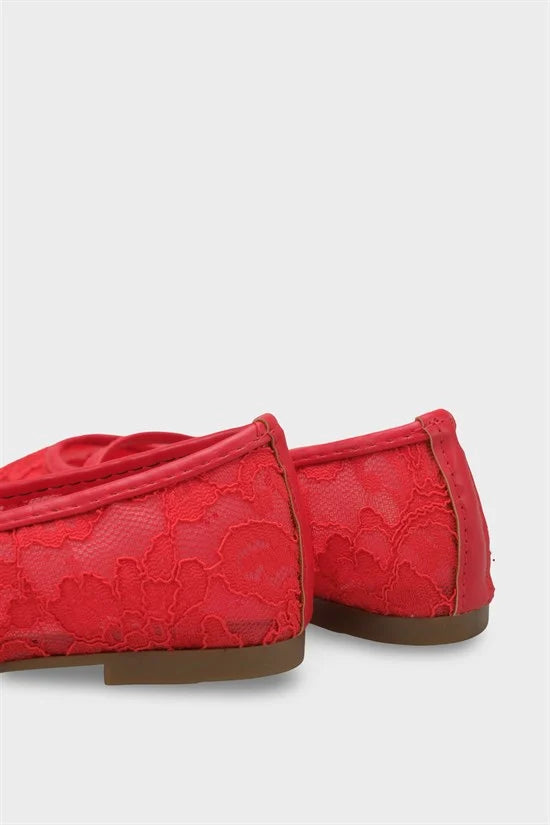 Capone Pennie Lace Mesh Embroidered Women Pink Ballet Flat