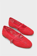 Capone Pennie Lace Mesh Embroidered Women Pink Ballet Flat
