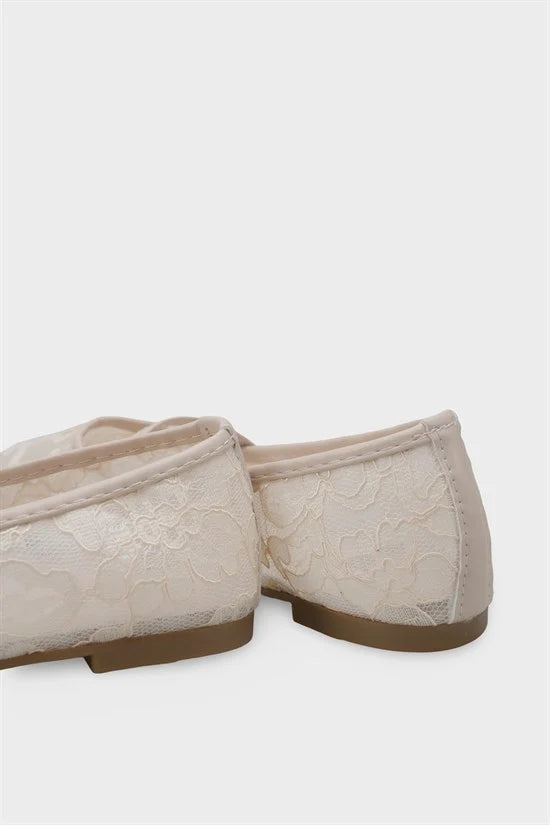 Capone Pennie Lace Mesh Embroidered Women Pink Ballet Flat