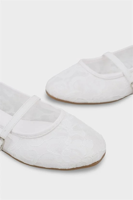 Capone Pennie Lace Mesh Embroidered Women Pink Ballet Flat