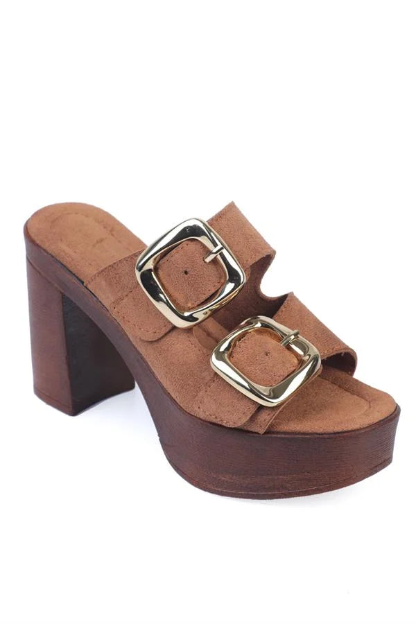 Capone Marje Platform Suede Single Strap Women Sued Black Sandals